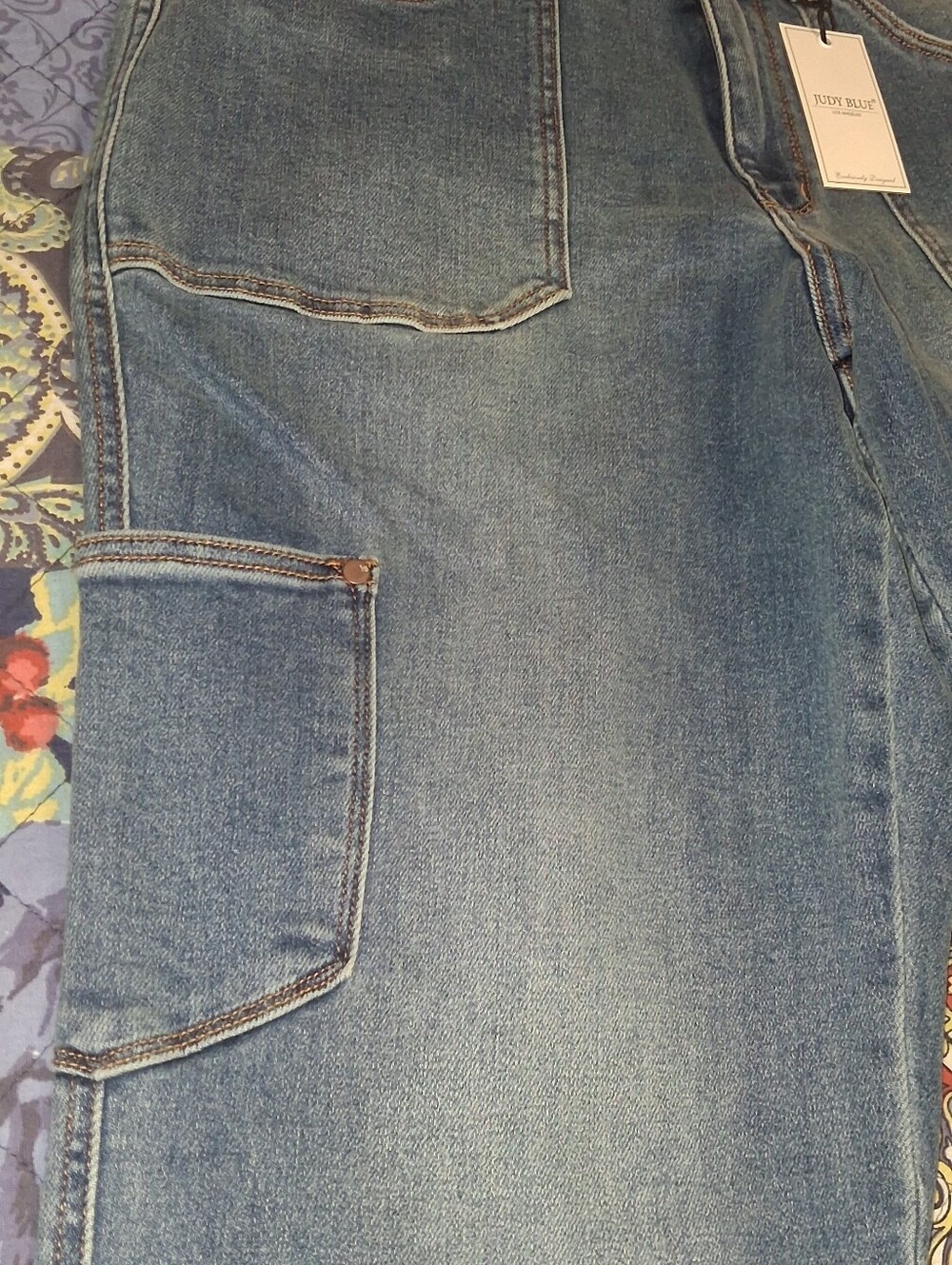 Judy Blue 90s Straight Jeans Casual Light Blue Cargo Jeans - Picture 4 of 12